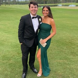 Emerald strapless formal dress